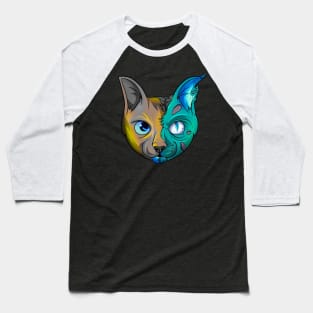 Blue Zombie Cat Baseball T-Shirt